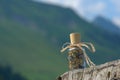 Glass bottle with dried herbs