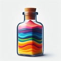 A glass bottle filled with vibrant colo new beautiful