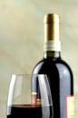 Glass and bottle of fine italian red wine Royalty Free Stock Photo