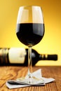 Glass and bottle of fine italian red wine Royalty Free Stock Photo