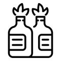 Glass bottle fire icon, outline style