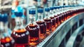 Glass bottle-focused whiskey bottling process in an industrial environment Royalty Free Stock Photo
