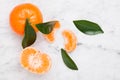 Glass bottle of fresh mandarin tangerine juice Royalty Free Stock Photo