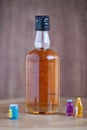 glass bottle of fruit wine Royalty Free Stock Photo