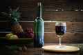 Glass and bottle of fruit wine Royalty Free Stock Photo