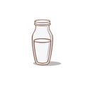Glass Bottle Illustration of Simple White Liquid Drink on Plain Light Background Royalty Free Stock Photo