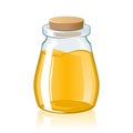Glass bottle jar cork oil perfume vector illustration