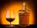 Glass and bottle of liquor Royalty Free Stock Photo