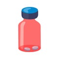 Glass red bottle with medical pills