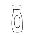 Glass bottle for milk, kefir, yoghurt isolated on white background. Somple vector illustration in cartoon doodle style. Concept of