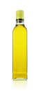 Glass bottle of olive oil, isolated on white background. File contains a path to isolation. Royalty Free Stock Photo