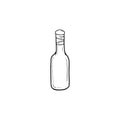 Glass bottle for olive oil, wine, vinegar in black isolated on white background. Hand drawn vector sketch illustration in doodle Royalty Free Stock Photo