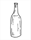 Glass bottle, outline, Vector illustration,hand drawn
