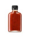 Glass bottle of red hot chili pepper sauce with twist off screw cap isolated Royalty Free Stock Photo