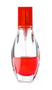 Glass bottle of red perfume Royalty Free Stock Photo