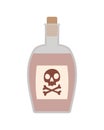 A glass bottle of rum or poison, a pirated drink. Vector illustration, icon in flat style.