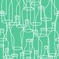 Glass bottle seamless pattern. empty transparent Bottles Royalty Free Stock Photo