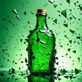 Glass bottle shattering - ai generated image Royalty Free Stock Photo