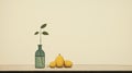 Minimalist Still Life Glass Bottle With Lemon And Olive