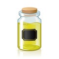 Glass bottle sticker cork oil perfume vector illustration Royalty Free Stock Photo
