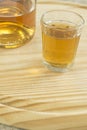 Glass and bottle of Sugarcane brazilian liquor called cachaca Royalty Free Stock Photo
