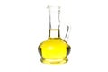 Glass bottle of sunflower oil isolated on white