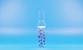 Glass bottle vial of covid-19 vaccine.3D render of a glass medical ampoule with an antiviral drug.