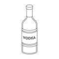 Glass bottle of vodka icon in outline style isolated on white background. Russian country symbol stock vector