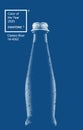 Glass bottle with water in a tinted trendy color 2020