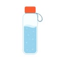 Glass bottle of water vector illustration isolated. Flat cartoon clip art on white background. Royalty Free Stock Photo