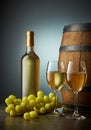 Glass and bottle of white wine Royalty Free Stock Photo