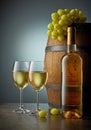 Glass and bottle of white wine Royalty Free Stock Photo