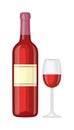 Glass and bottle of wine vector illustration. Royalty Free Stock Photo