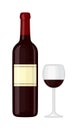 Glass and bottle of wine vector illustration. Royalty Free Stock Photo