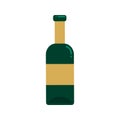 Glass bottle for wine. Vector illustration in flat style. Isolated object on a white background Royalty Free Stock Photo