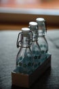 Glass bottles in a box Royalty Free Stock Photo