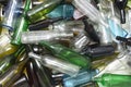 Glass bottles inside a glass recycling Royalty Free Stock Photo