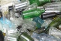 Glass bottles inside a glass recycling Royalty Free Stock Photo