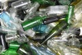 Glass bottles inside a glass recycling Royalty Free Stock Photo