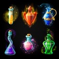 Glass bottles with a magical potion Royalty Free Stock Photo