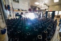 Glass bottles stacked for filling Royalty Free Stock Photo