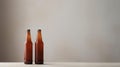 Minimalist Rust Art Composition Featuring Amber Glass Bottles