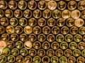 Glass bottles, texture. window display in a bar. small glass bottoms from bottles and jars. green, brown, white glass. unusual Royalty Free Stock Photo