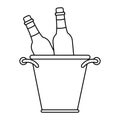 Glass bottles wine bucket thin line