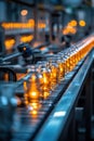 Glass Bottling, An automated assembly line efficiently processes glass bottles, showcasing a seamless production flow in a