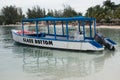 Glass bottom boat moored in Montego Bay, Jamaica