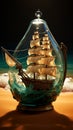 Glass bound voyage Ship bottle holds a meticulously detailed seafaring vessel within