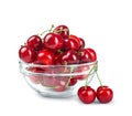 Glass bowl with cherries