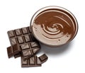 Glass bowl of chocolate cream or melted chocolate isolated on white Royalty Free Stock Photo