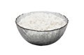 Glass bowl with cottage cheese isolated on a white background Royalty Free Stock Photo
